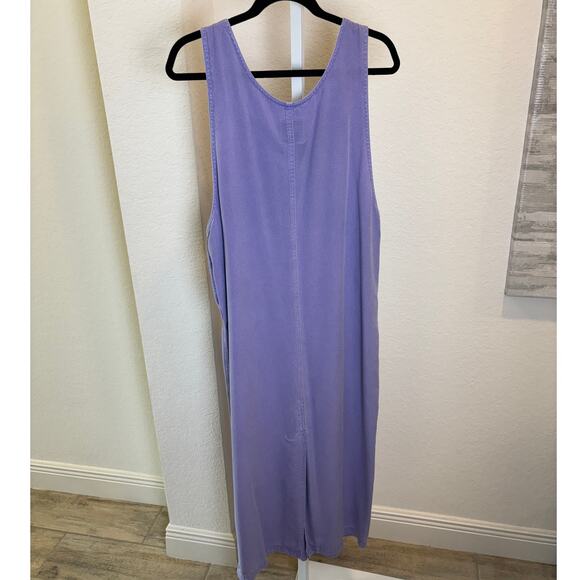 AMI Purple Maxi Shift Dress Sleeveless Pocket Tencel Pullover Button Size Medium - Picture 2 of 4